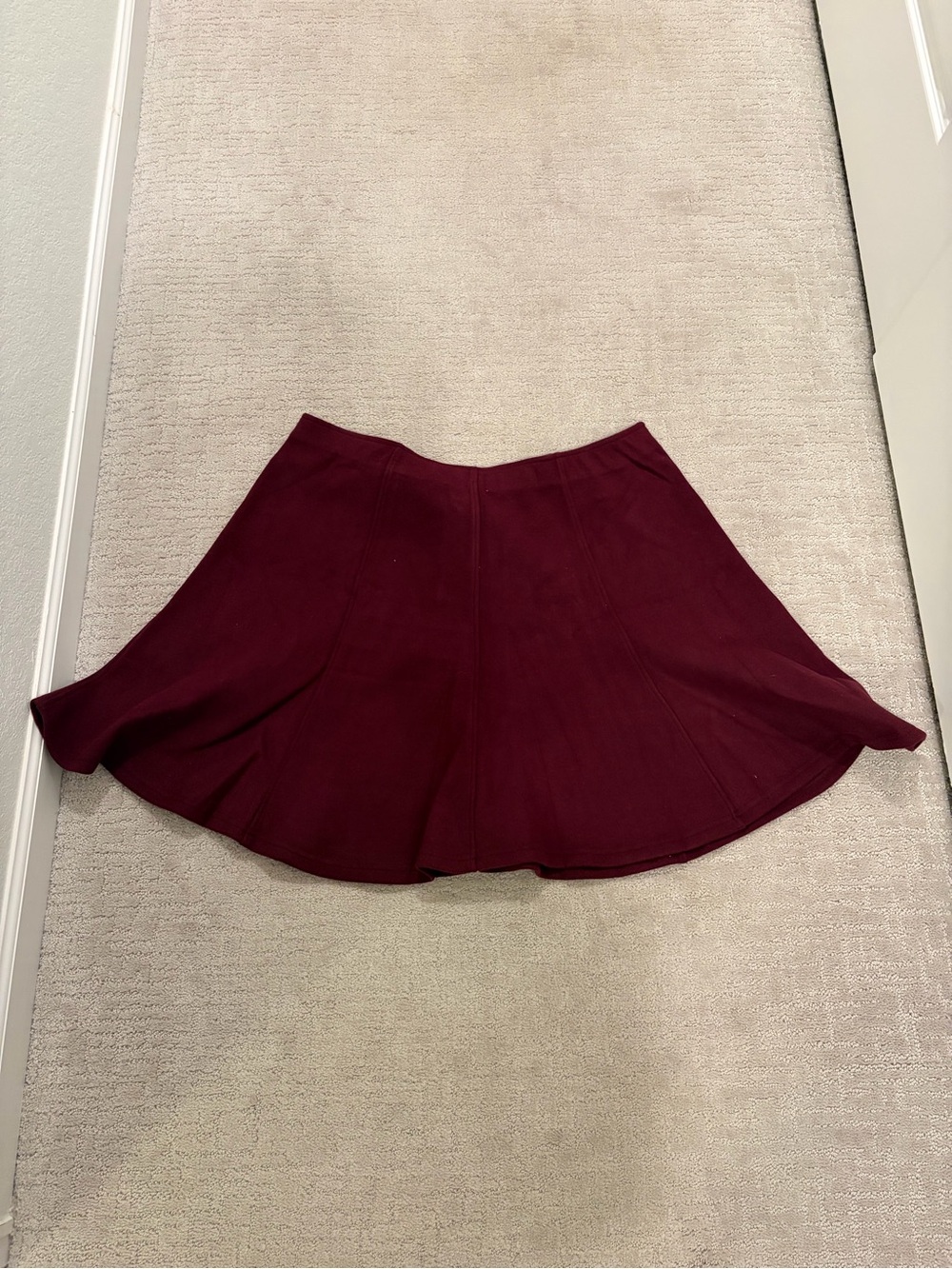 High Waisted Flare Hem Mini Skirt - Plum Berry / 2XL